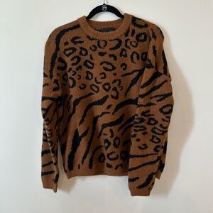Line and Dot Cheetah Print Sweater